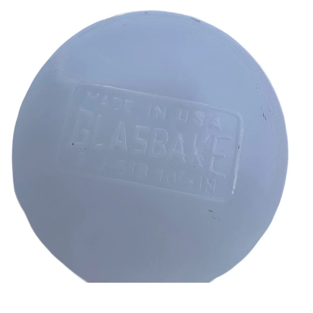 Vintage Glasbake J513 10 Inch‎ Round Baking Pan Milk Glass White Made in USA